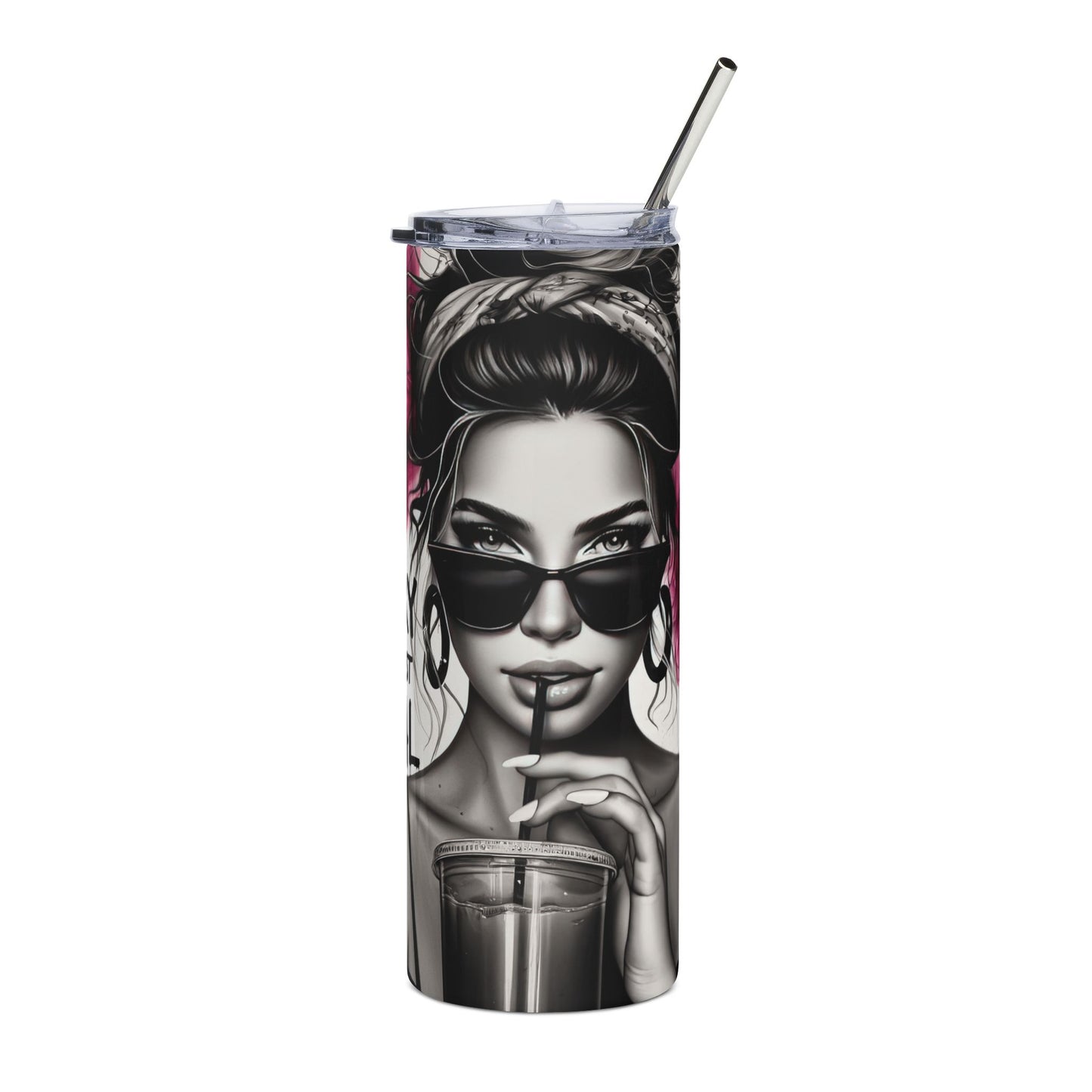 20oz Tumbler — 'Sorry I'm Just Feral' Floral Girl Stainless Steel Travel Cup