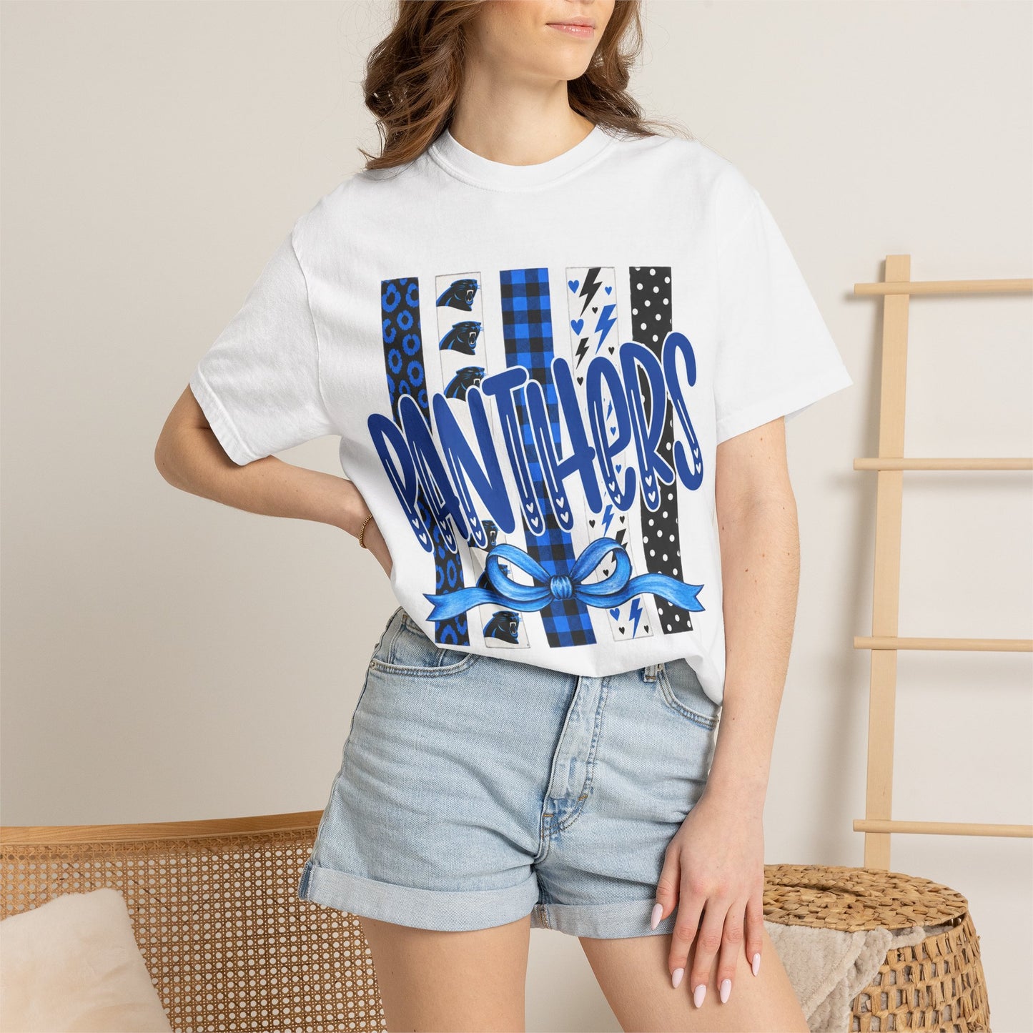 PANTHERS COQUETTE BOW TEE