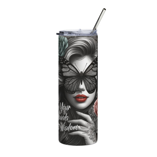 20oz Tumbler — 'Turn Your Wounds Into Wisdom' Butterfly Woman Stainless Steel Travel Cup