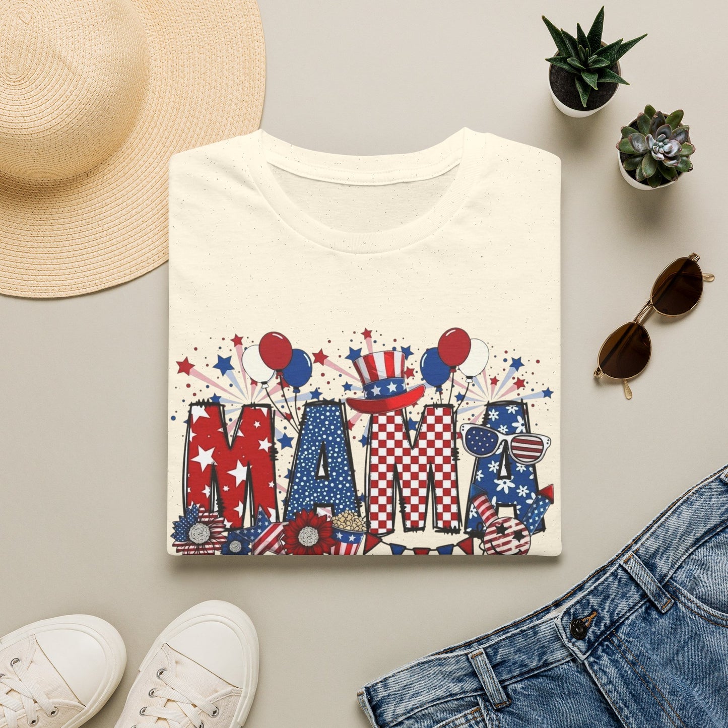 Mama Patriotic T-Shirt — Red White & Blue 4th of July Mom Tee