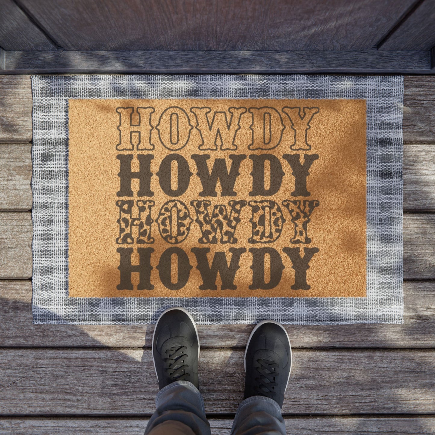 Howdy Pattern Doormat - Western Welcome Coir Rug