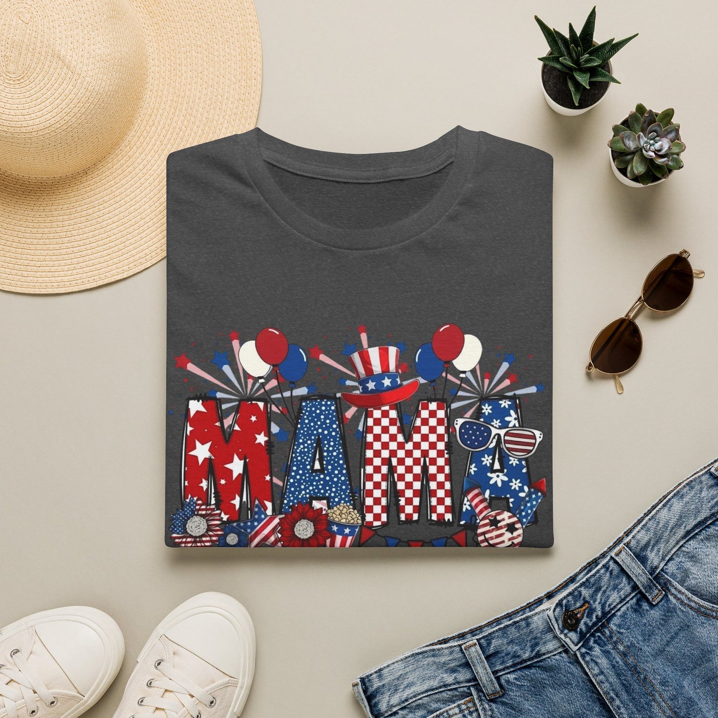 Mama Patriotic T-Shirt — Red White & Blue 4th of July Mom Tee