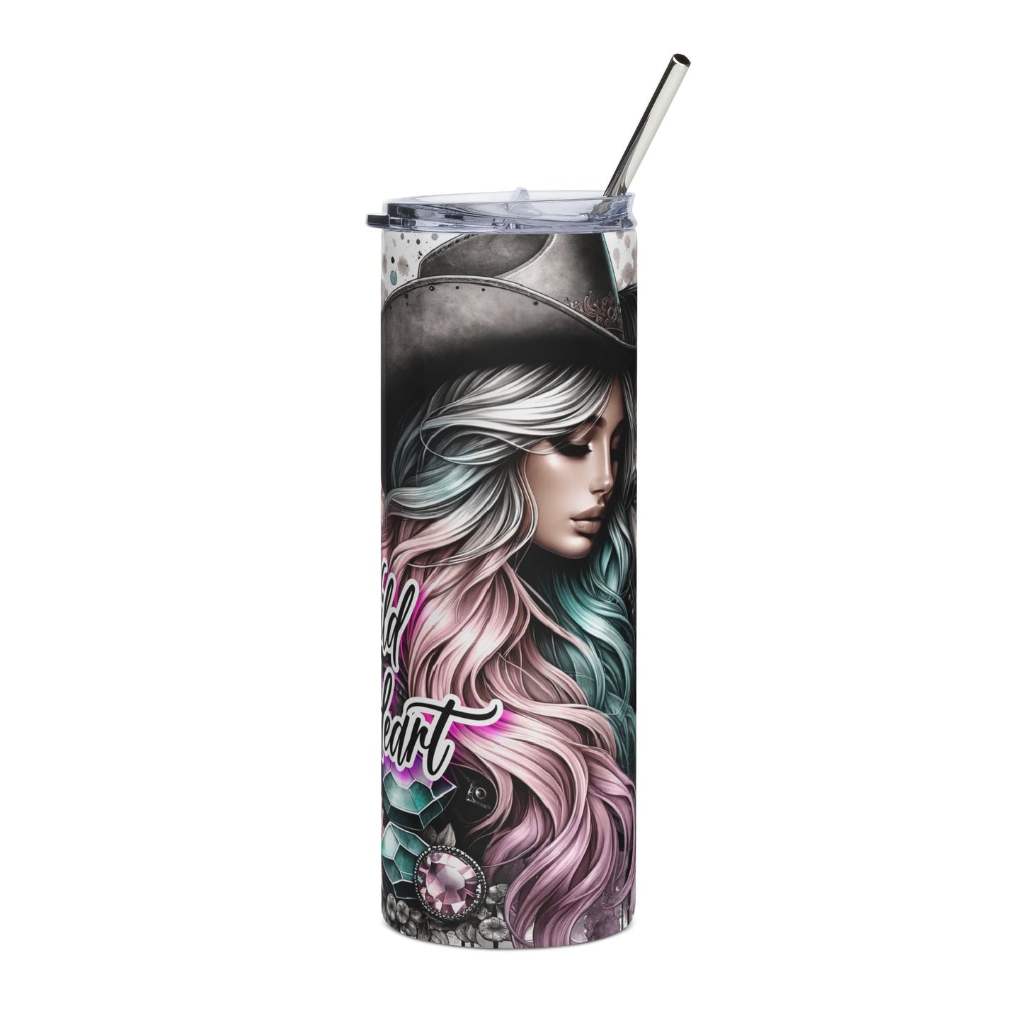 Wild Heart 20oz Stainless Tumbler — Boho Skull & Floral Travel Cup