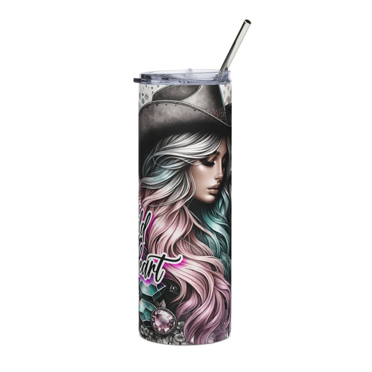 Wild Heart 20oz Stainless Tumbler — Boho Skull & Floral Travel Cup