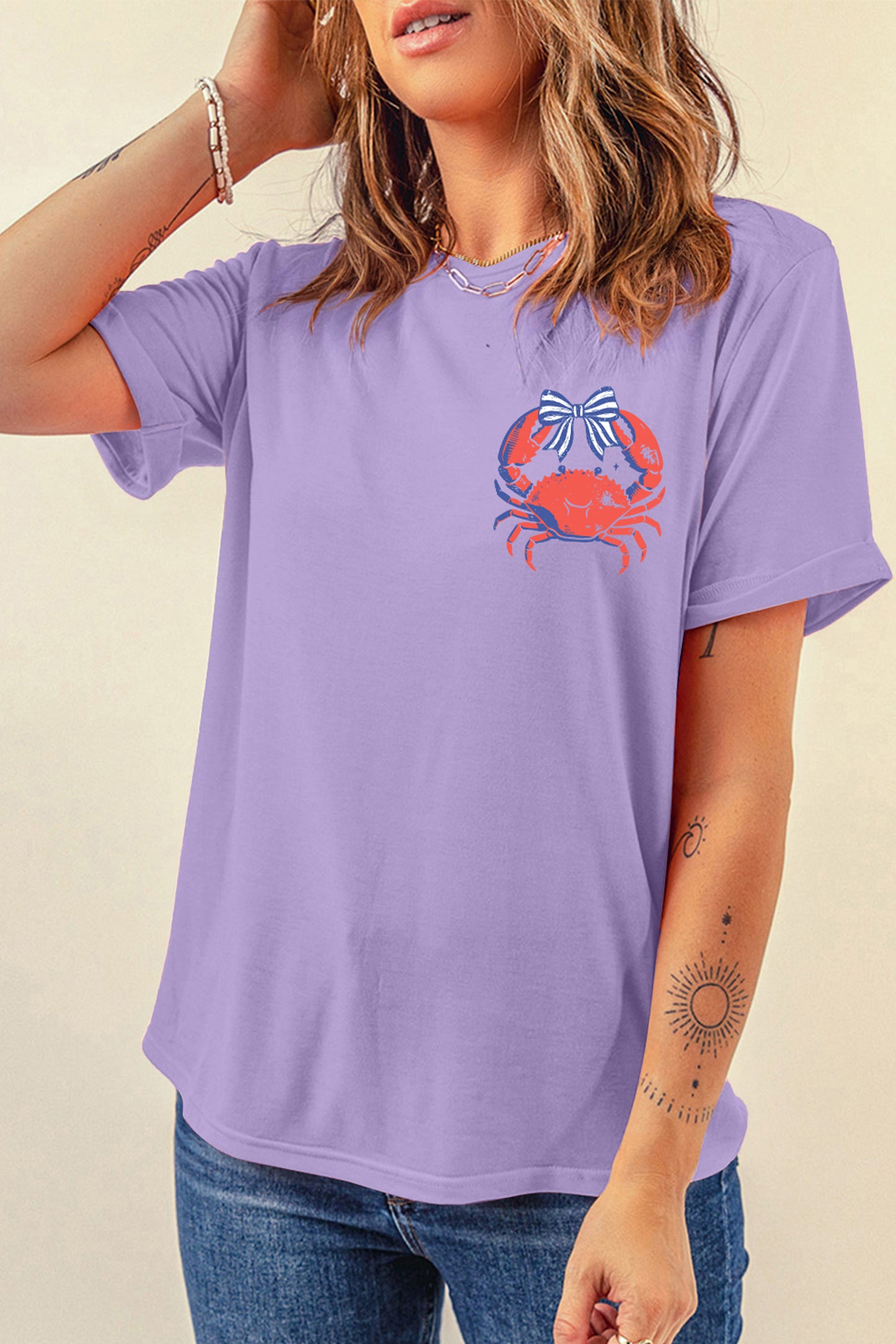 Orchid Petal CRABBY Beach Day Graphic T Shirt