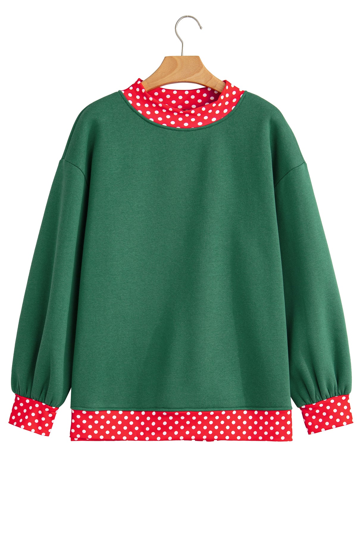 Orange Colorblock Polka Dot Contrast Trim Oversized Sweatshirt