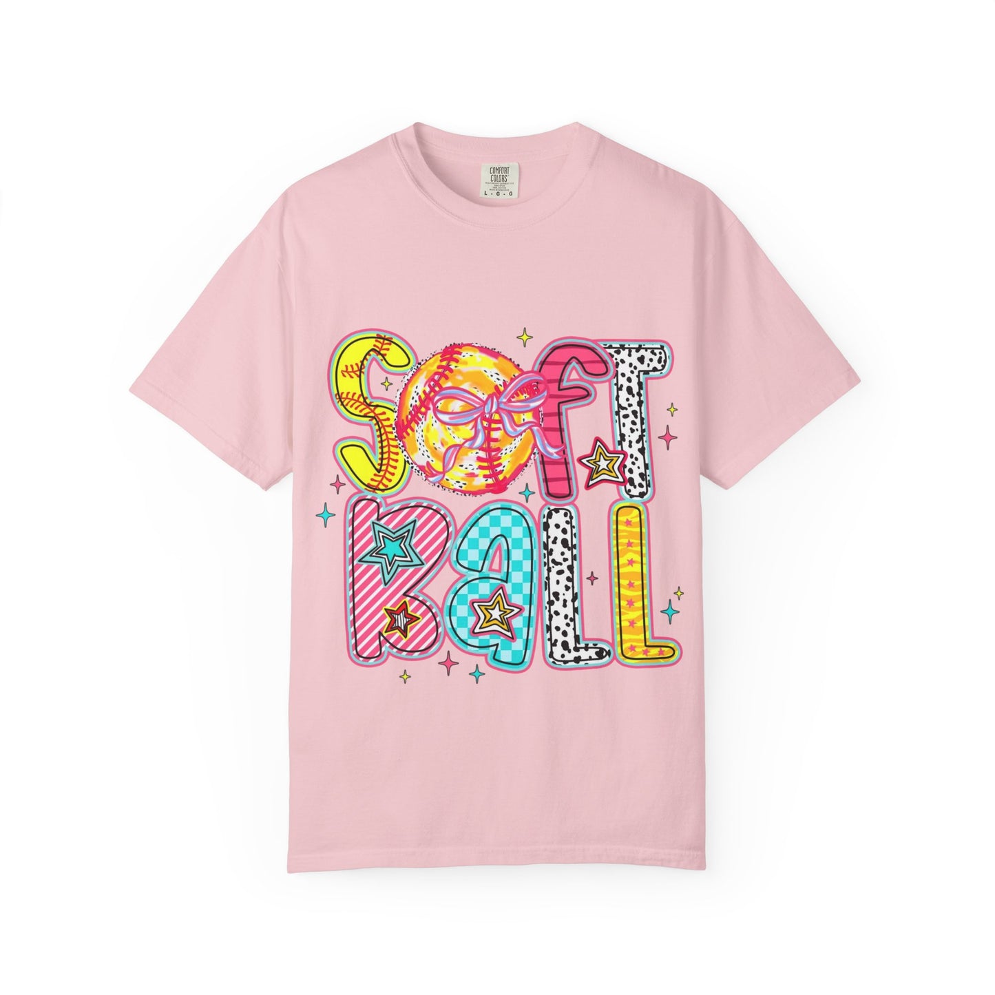 Softball Graphic T-Shirt — Colorful Retro "Softball" Lettering Tee