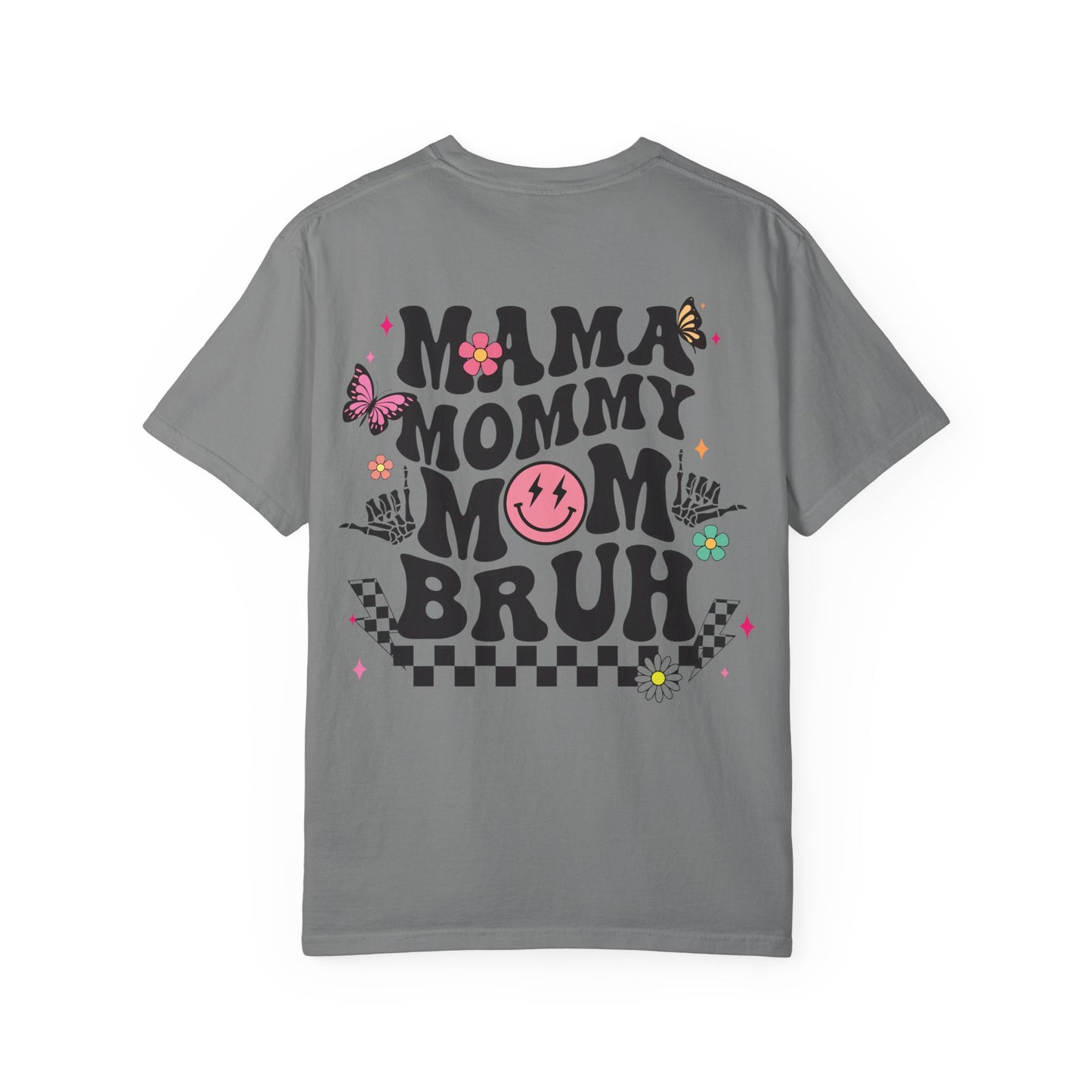Mama Mommy Mom Bruh Graphic T‑Shirt — Retro Smiley Flower Design