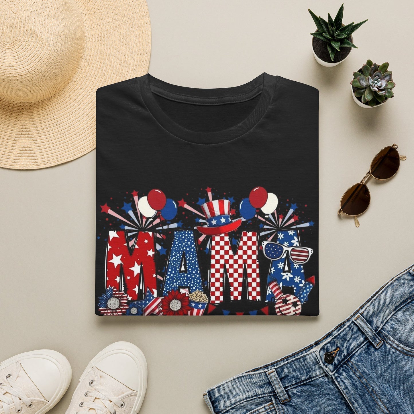 Mama Patriotic T-Shirt — Red White & Blue 4th of July Mom Tee
