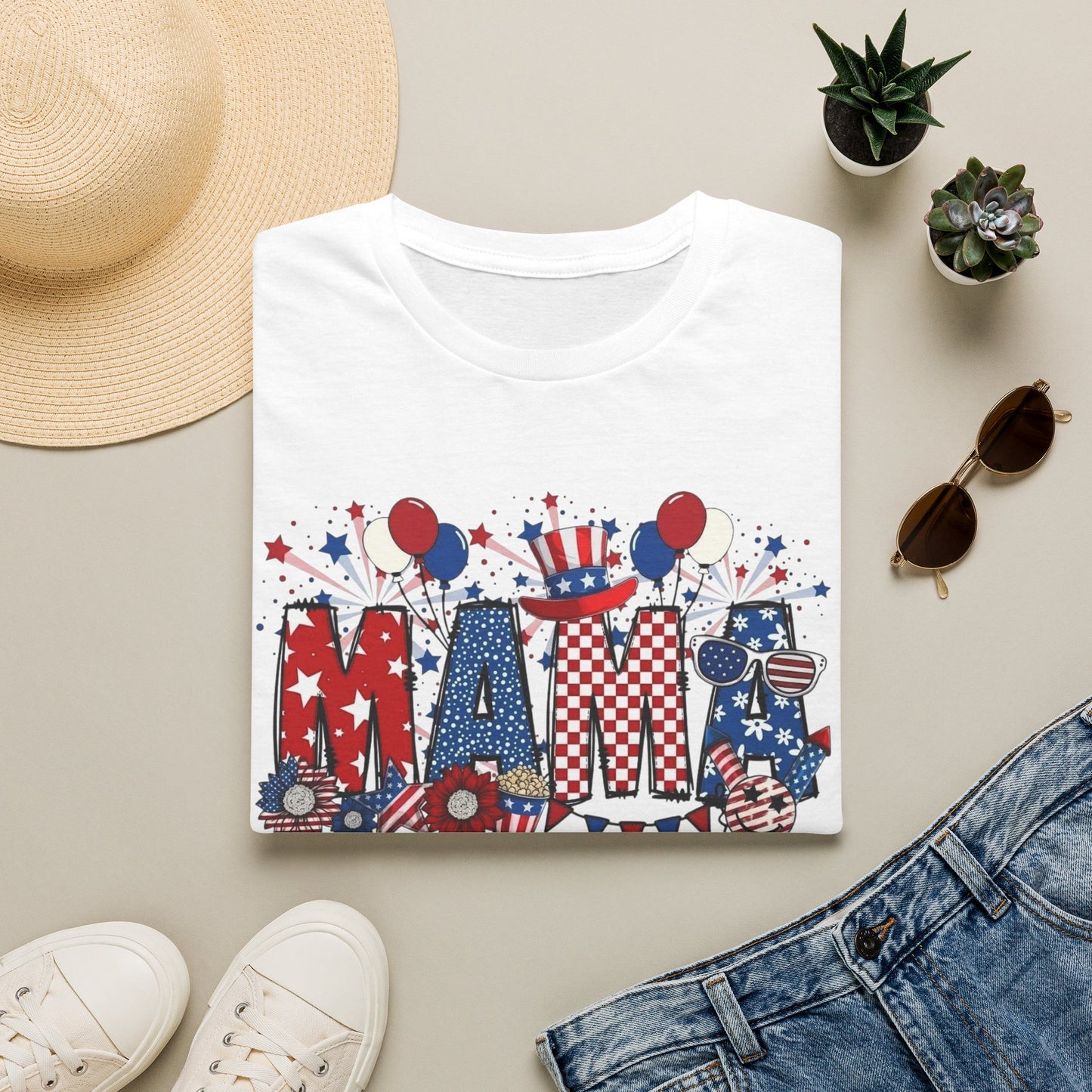 Mama Patriotic T-Shirt — Red White & Blue 4th of July Mom Tee
