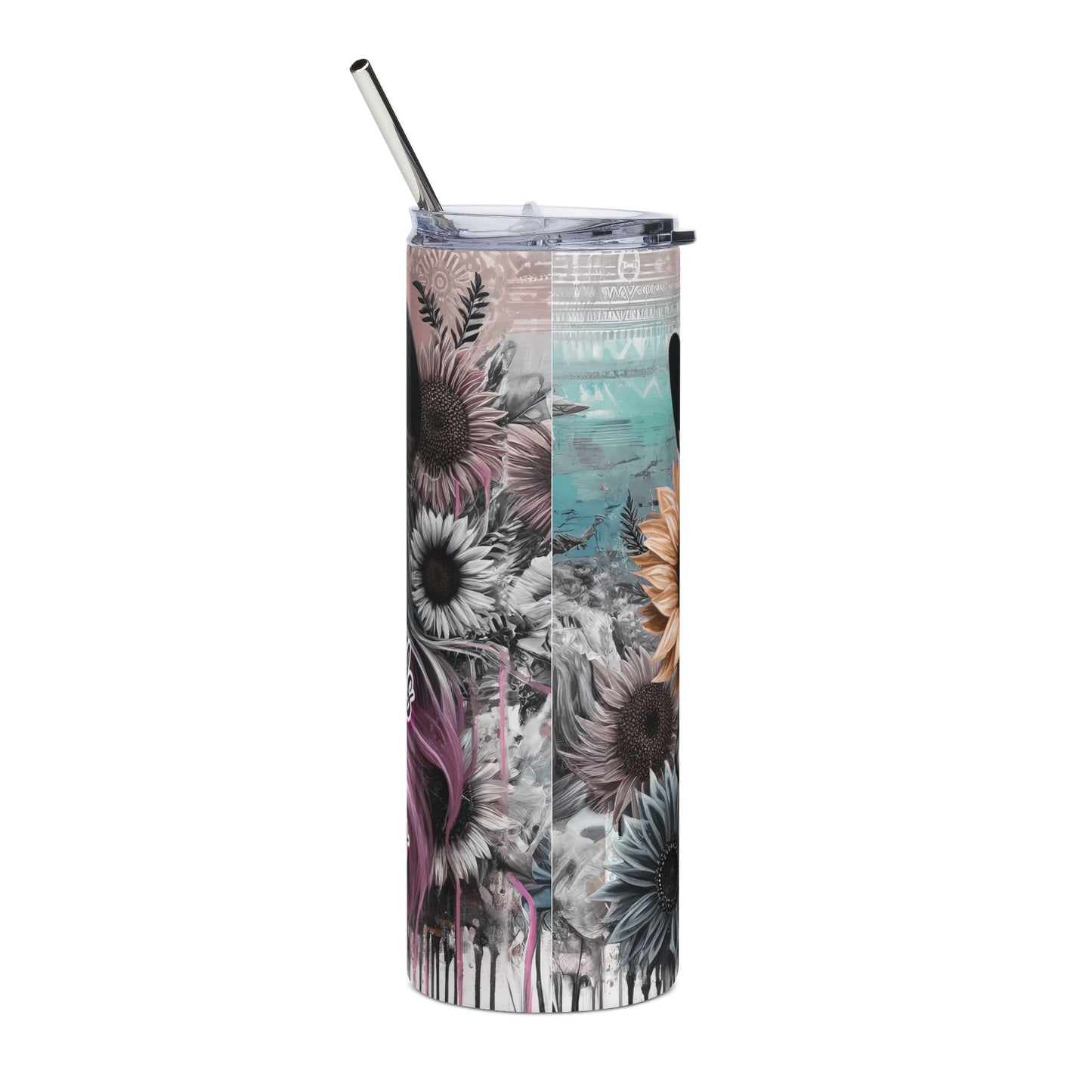 Cowgirl Never Gives Up Stainless Steel 20oz Tumbler — Sunflower Cowgirl Travel Cup