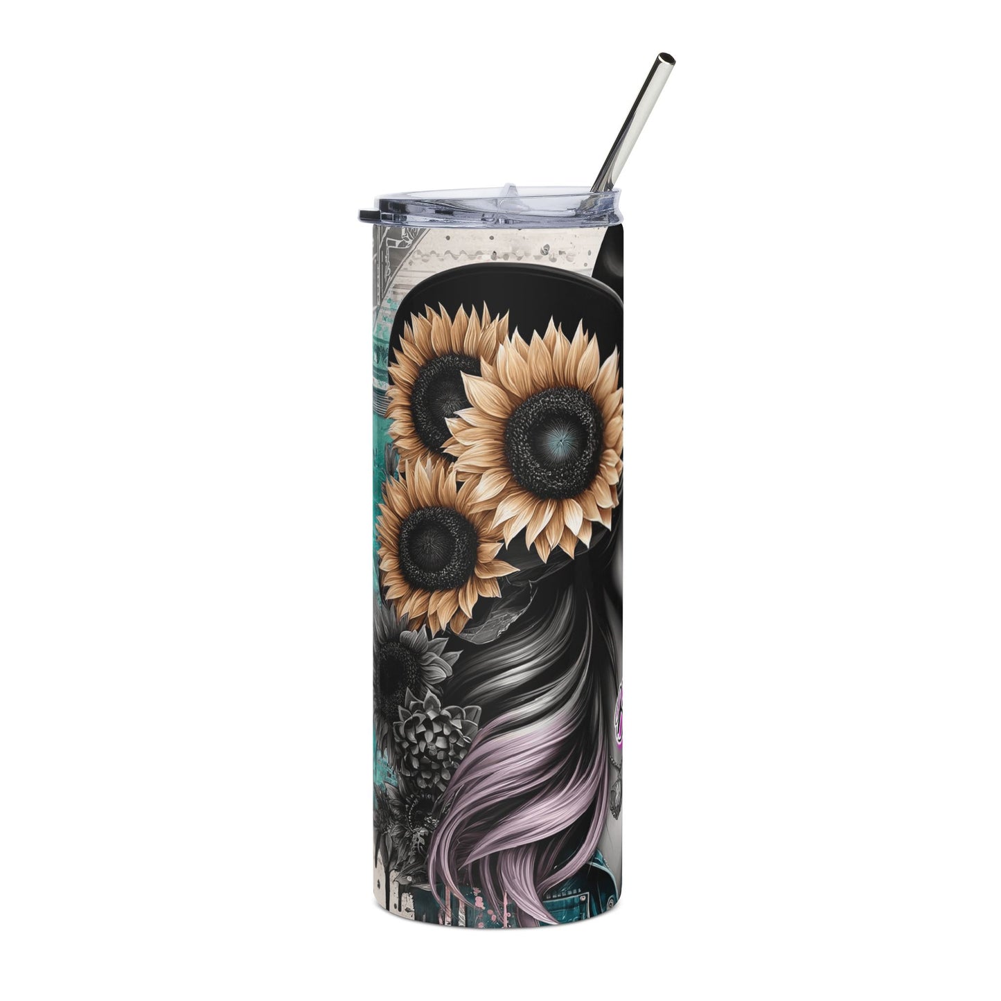 Sunflower Cowgirl 20oz Stainless Steel Tumbler — "Boots and Whiskey, Here I Come"