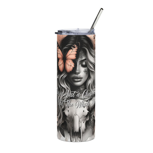 20oz Stainless Steel Tumbler — Butterfly & Skull Gothic Rose Travel Cup ("Just a Chapter of the Whole")