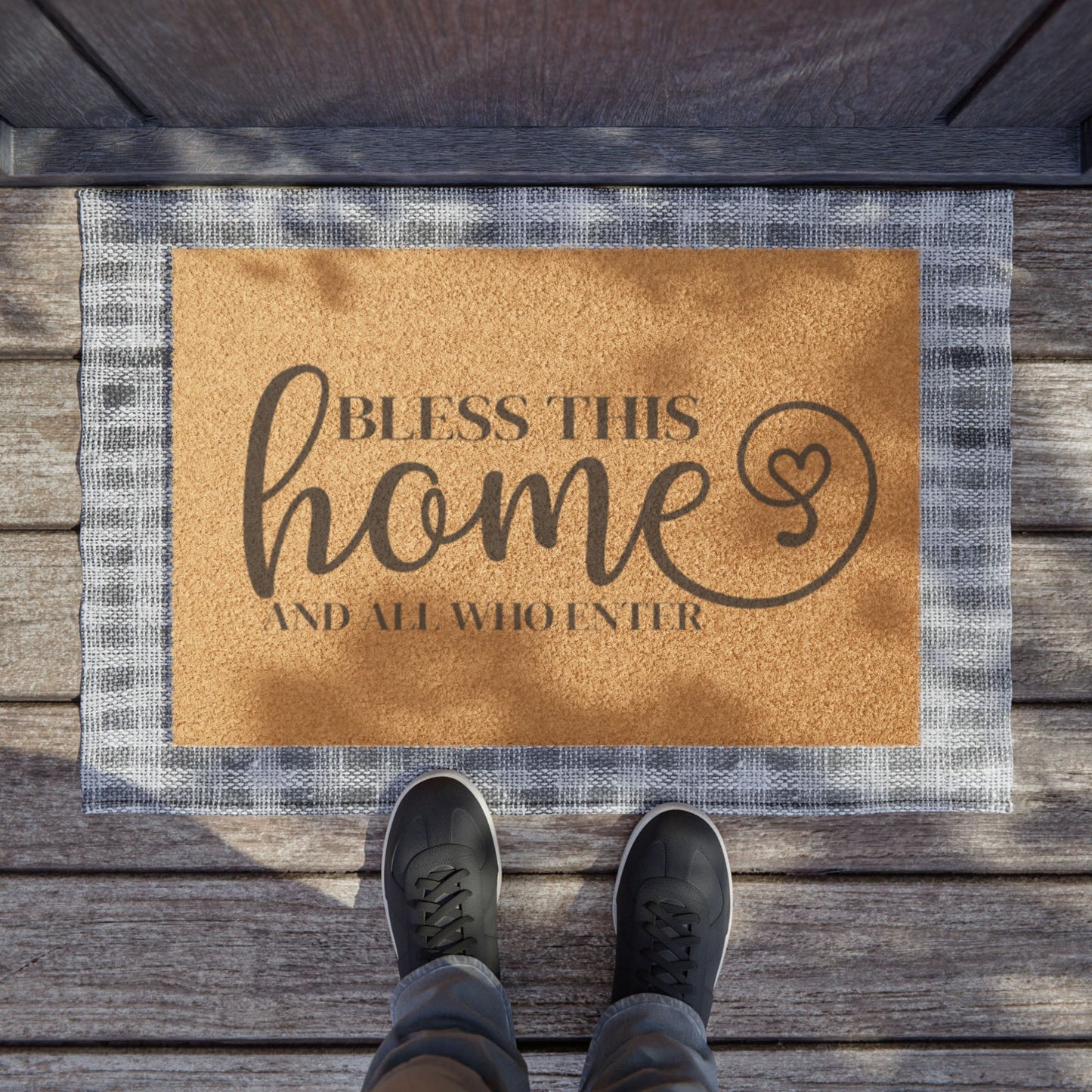 Bless This Home Doormat – Cozy Welcome Coir Entry Mat (Bless This Home & All Who Enter)