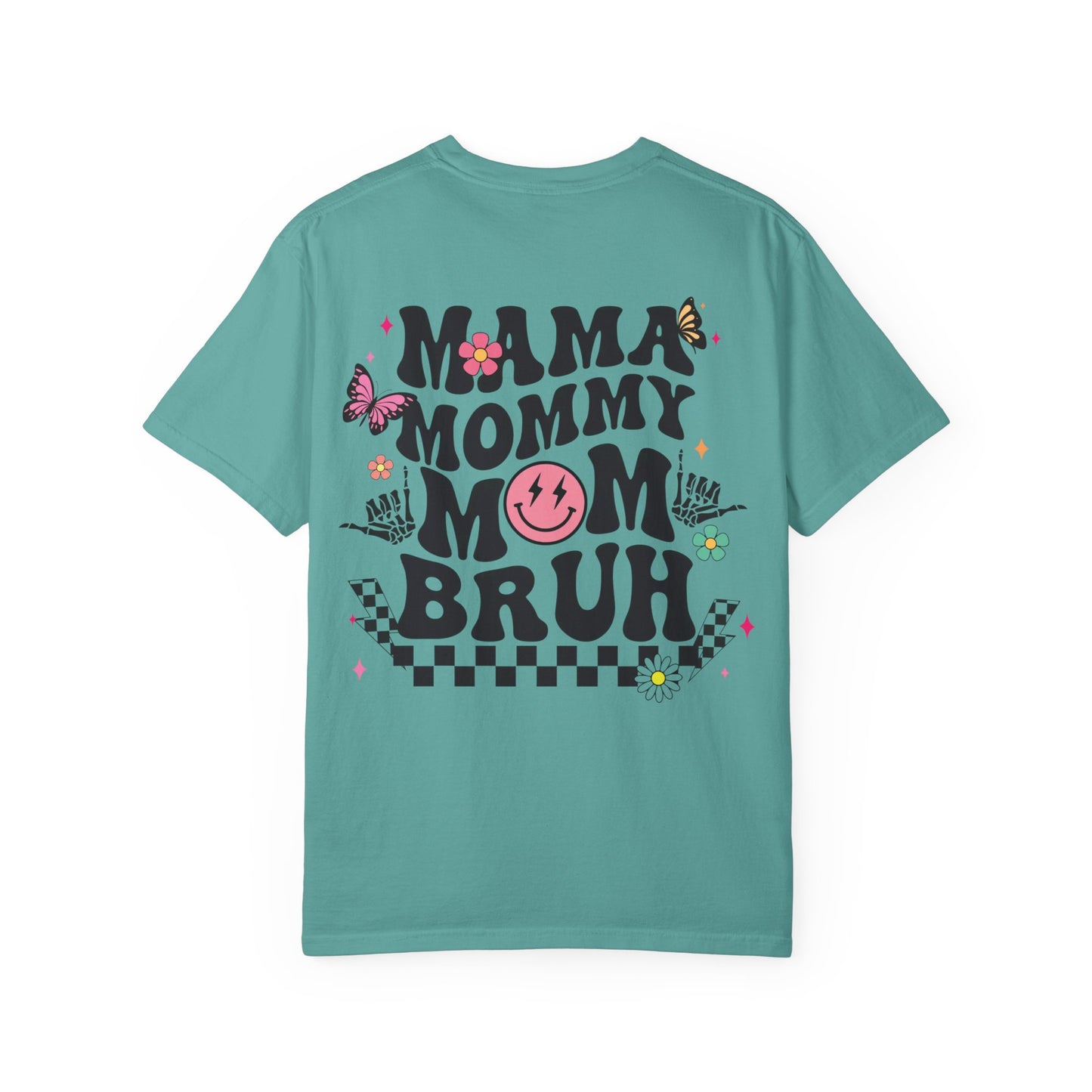 Mama Mommy Mom Bruh Graphic T‑Shirt — Retro Smiley Flower Design