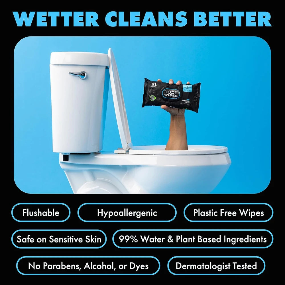 DUDE Wipes Unscented Adult Flushable Wipes