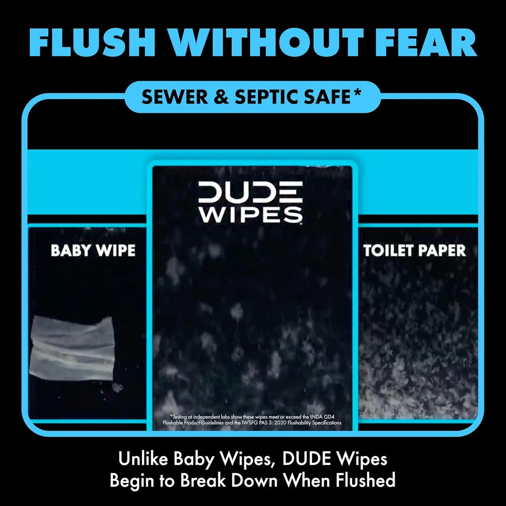 DUDE Wipes Unscented Adult Flushable Wipes