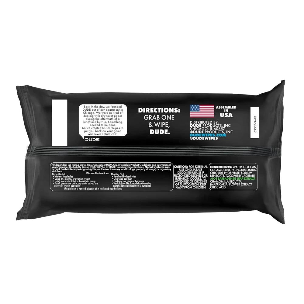 DUDE Wipes Unscented Adult Flushable Wipes