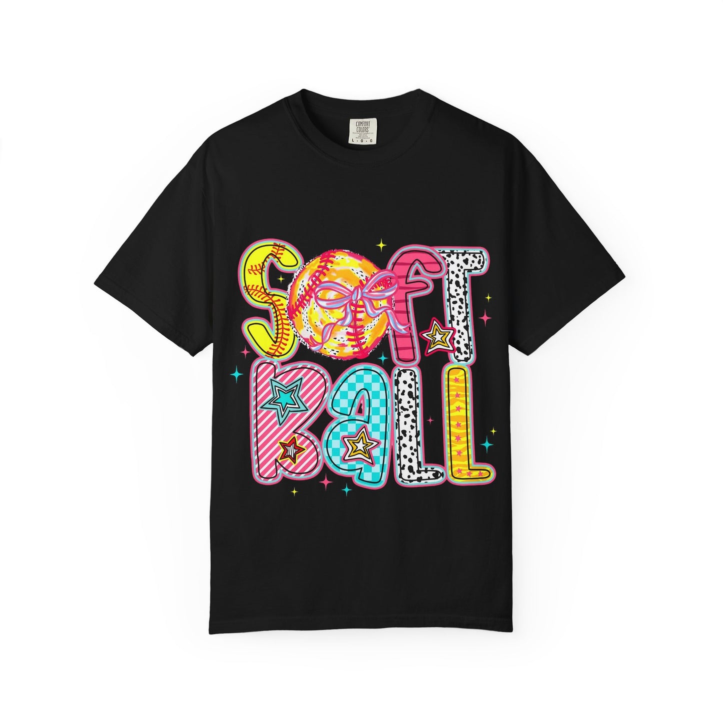Softball Graphic T-Shirt — Colorful Retro "Softball" Lettering Tee