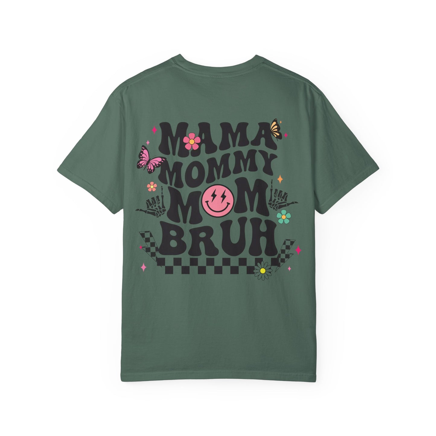 Mama Mommy Mom Bruh Graphic T‑Shirt — Retro Smiley Flower Design