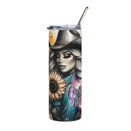 Cowgirl Wildflower 20oz Stainless Steel Tumbler — Sunflower Cowgirl Design