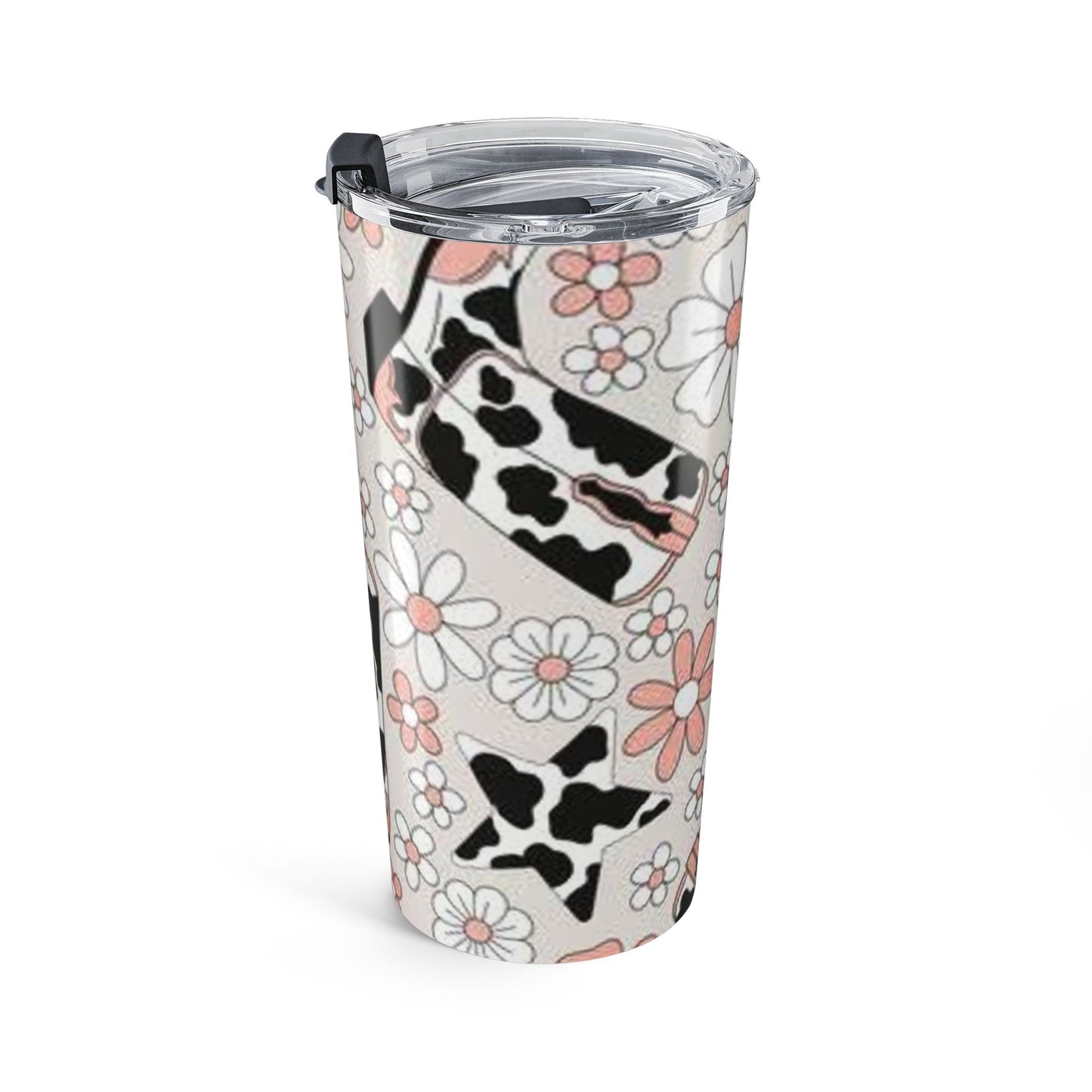 20oz Floral Cowhide Cowboy Boot Tumbler – Cute Pink Daisy Travel Mug