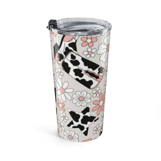 20oz Floral Cowhide Cowboy Boot Tumbler – Cute Pink Daisy Travel Mug