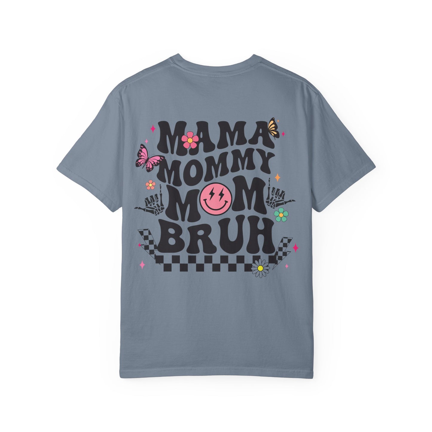 Mama Mommy Mom Bruh Graphic T‑Shirt — Retro Smiley Flower Design