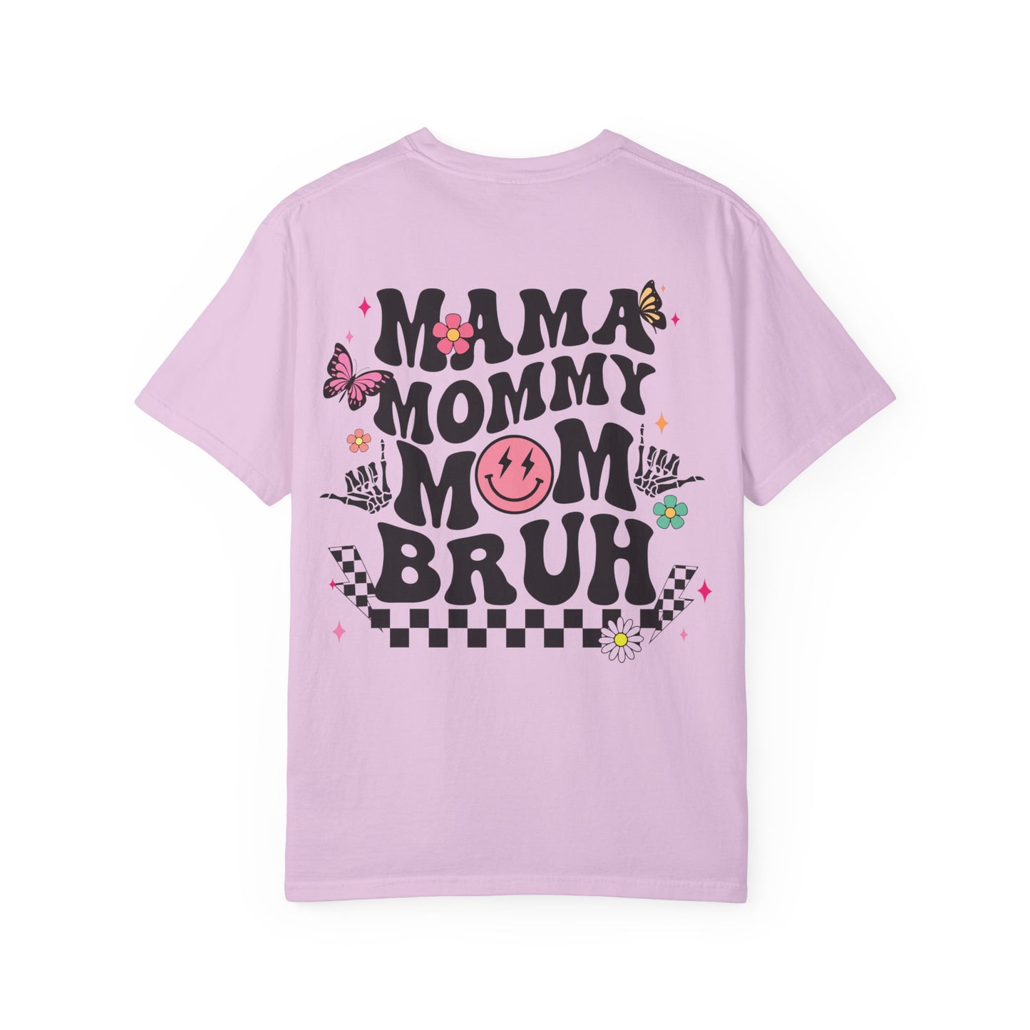 Mama Mommy Mom Bruh Graphic T‑Shirt — Retro Smiley Flower Design