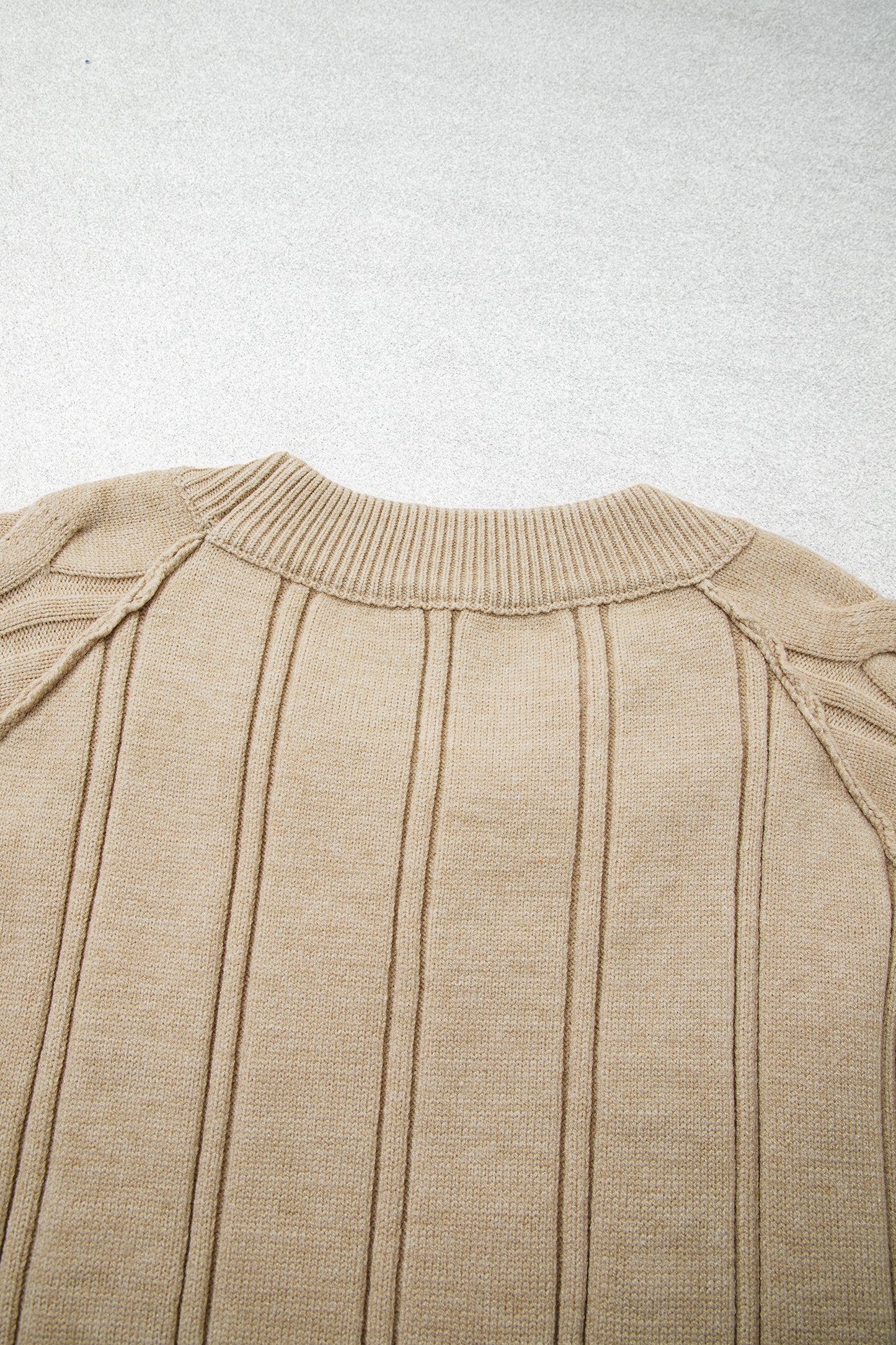 Parchment Oversized Cable Knit Long Sleeve Round Neck Tunic Length Plus Size Sweater