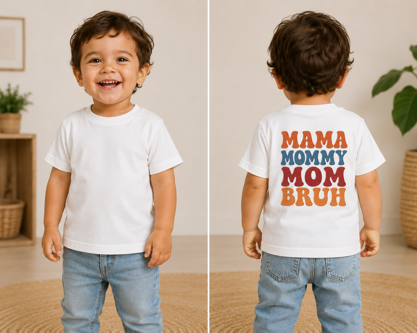 Toddler T-Shirt — Retro “Mama Mommy Mom Bruh” Graphic (Cute Family Gift)