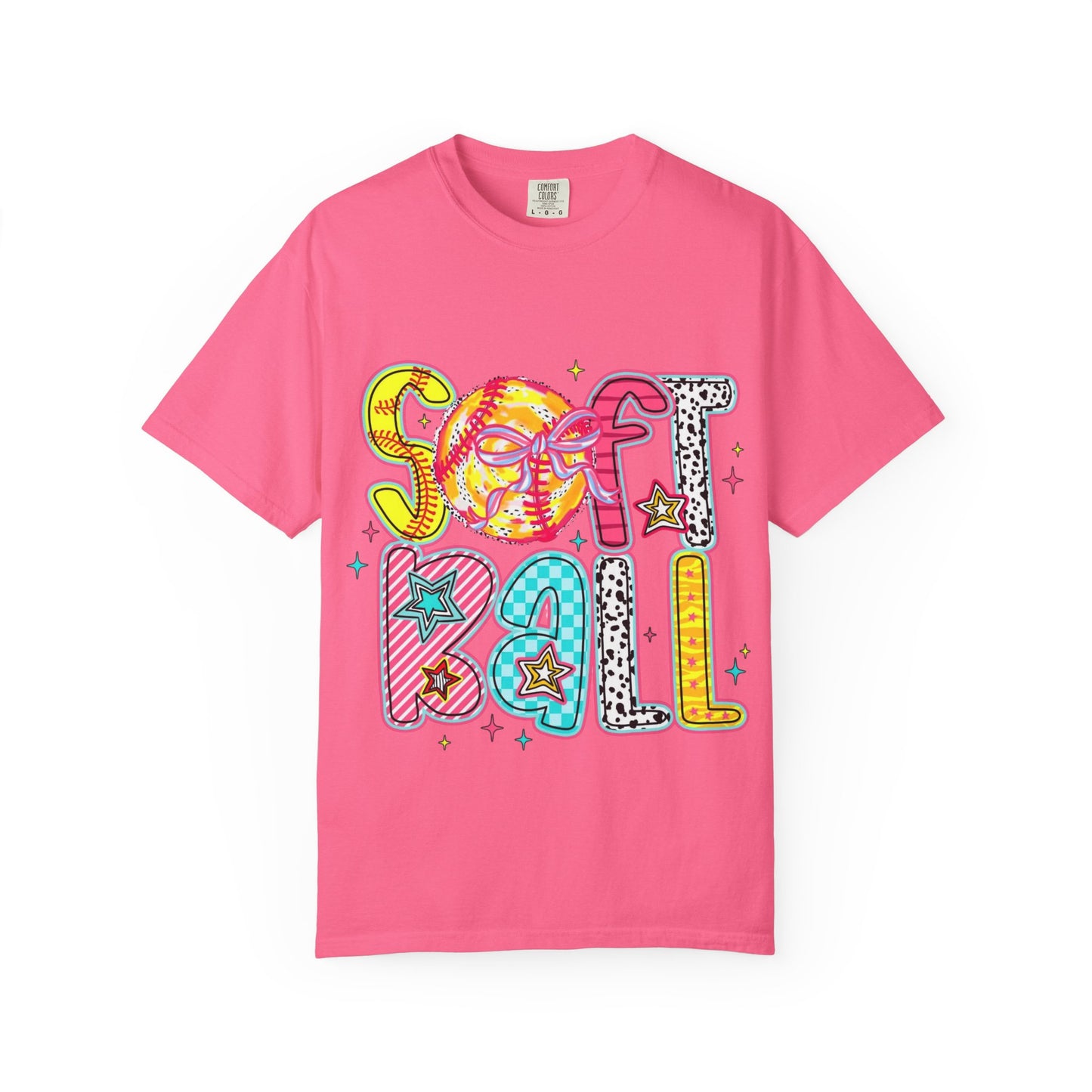 Softball Graphic T-Shirt — Colorful Retro "Softball" Lettering Tee
