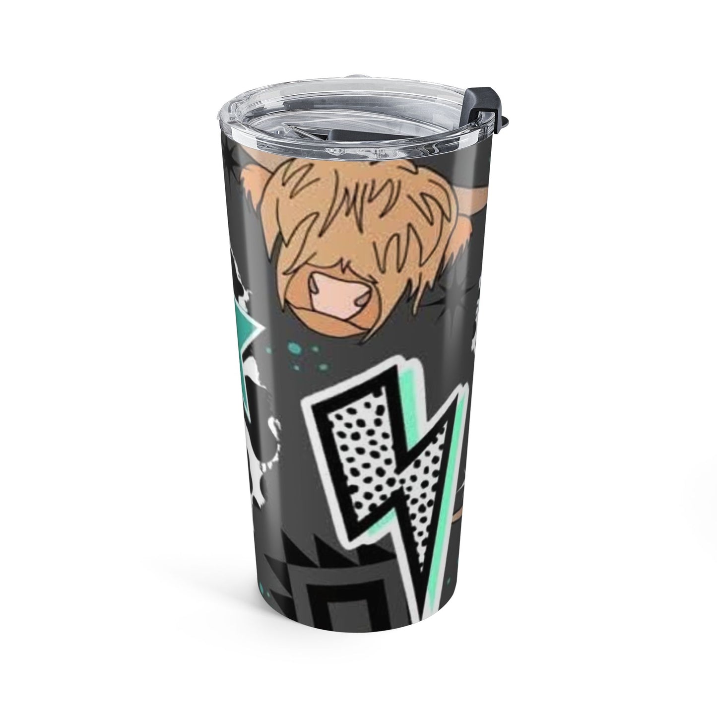 20oz Western Cowhide Cactus Tumbler – Teal Star Cowboy Travel Mug