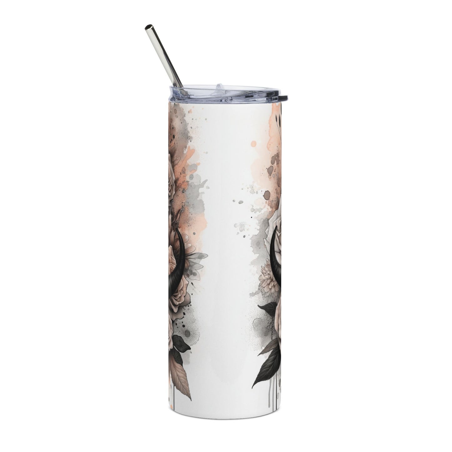 20oz Stainless Steel Tumbler — Butterfly & Skull Gothic Rose Travel Cup ("Just a Chapter of the Whole")