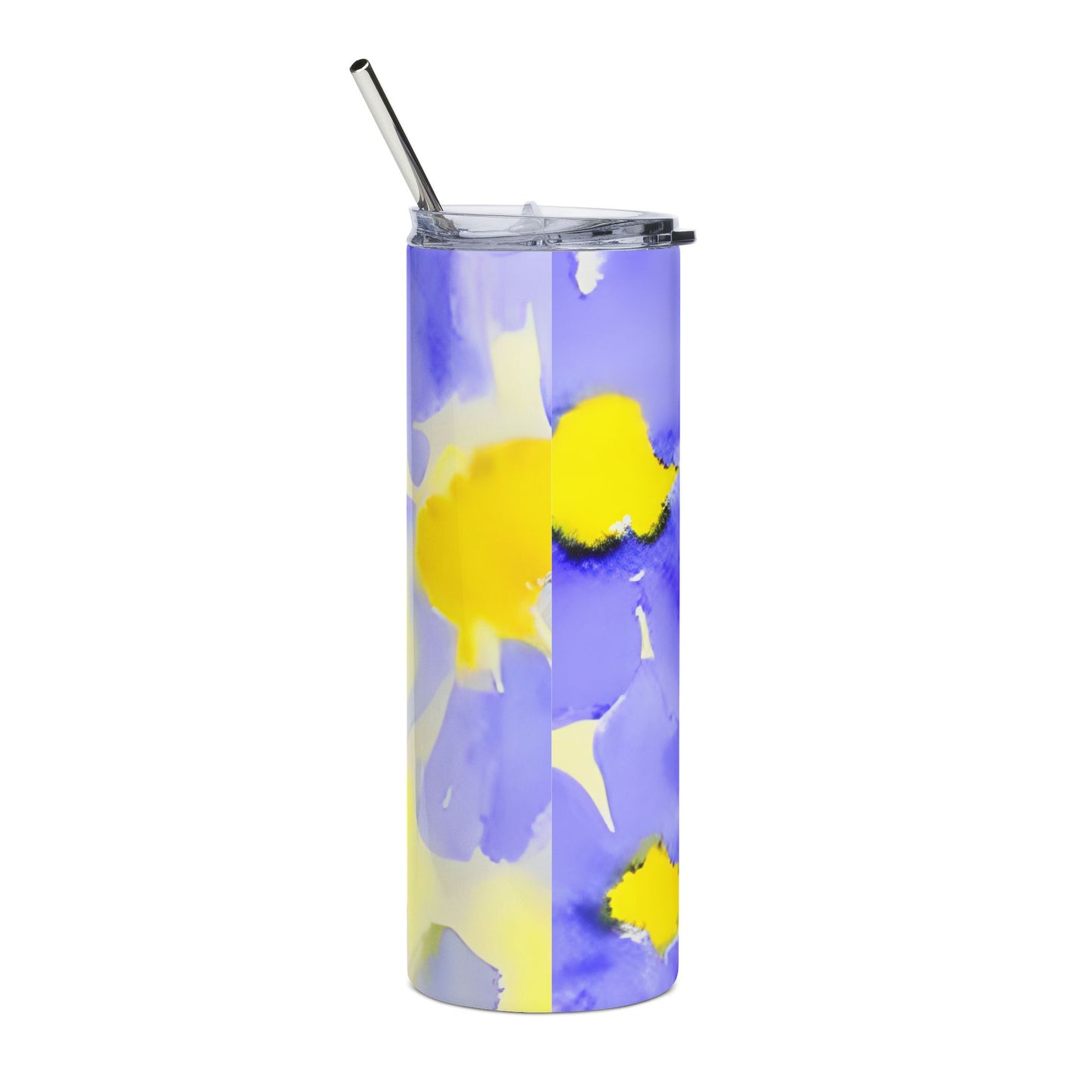 Mom Stainless Steel Tumbler 20oz — Blue & Yellow Watercolor Travel Mug