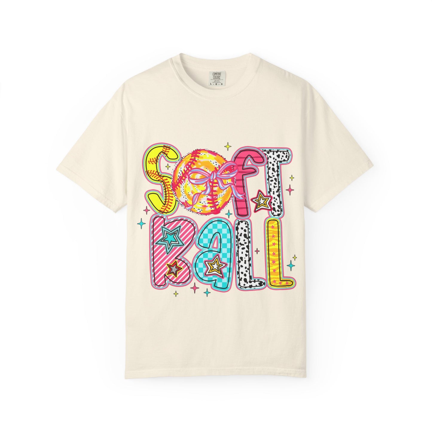 Softball Graphic T-Shirt — Colorful Retro "Softball" Lettering Tee