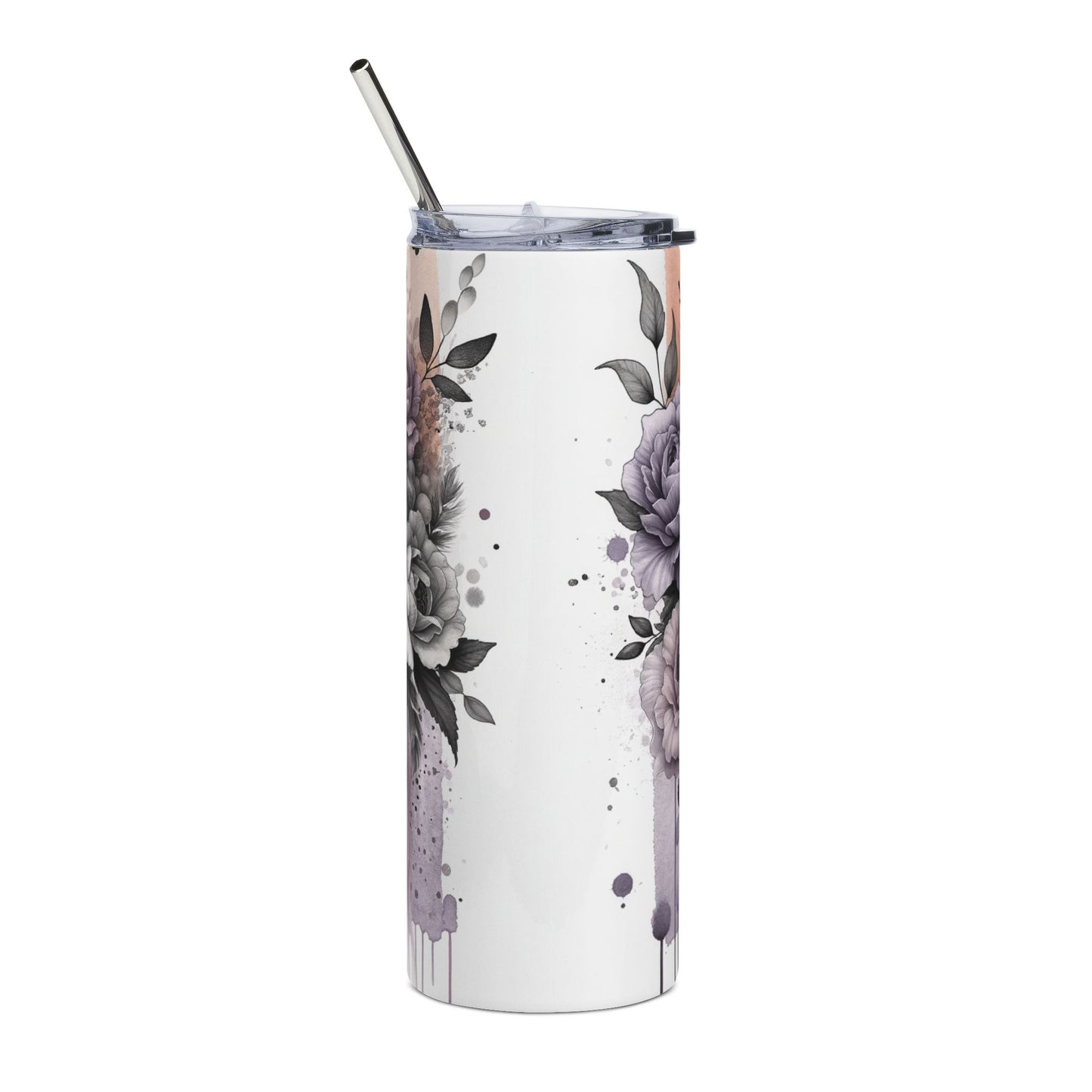 20oz Stainless Steel Tumbler — Remember Your Blessings Black Woman Design with Purple Butterfly