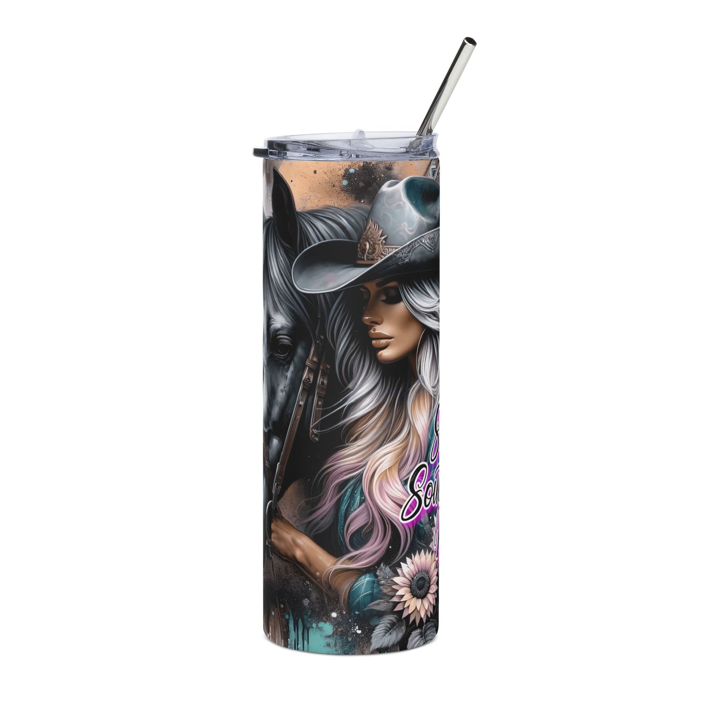 Cowgirl & Horse Stainless Steel Tumbler - 20oz Scenic Western Travel Cup