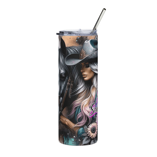 Cowgirl & Horse Stainless Steel Tumbler - 20oz Scenic Western Travel Cup