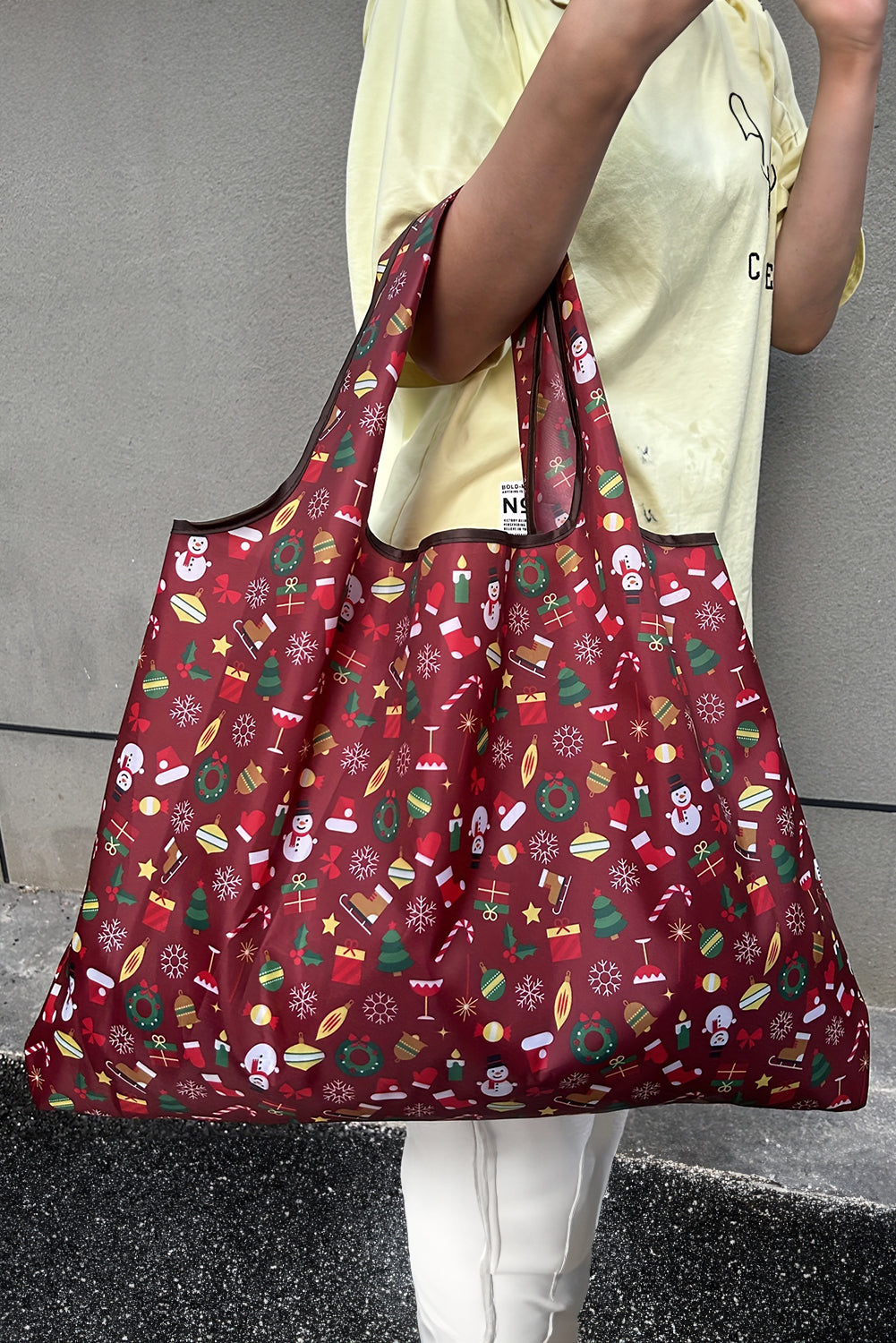 White Large Foldable Christmas Holiday Reusable Oxford Bag