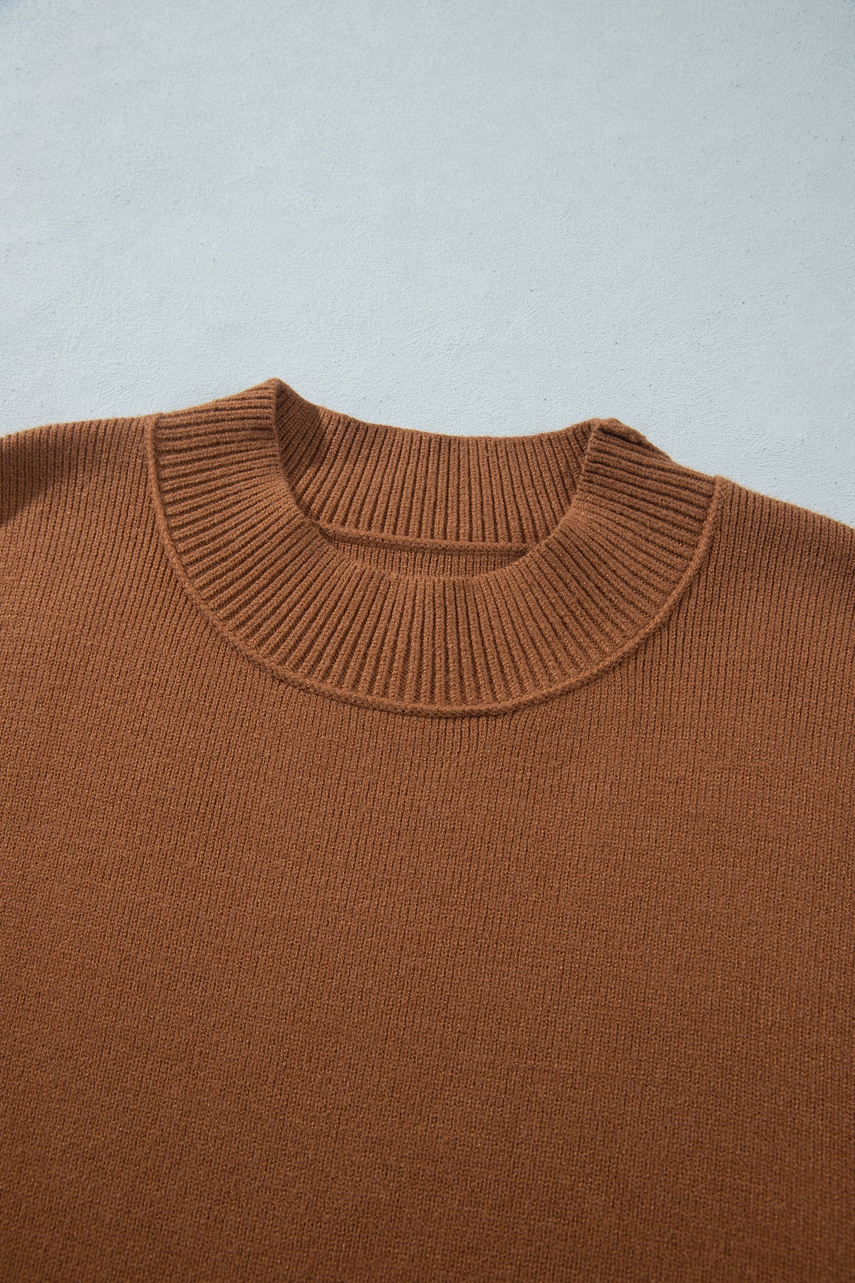 Chestnut Oversized Ribbed Knit Long Sleeve Tunic Plus Size Sweater