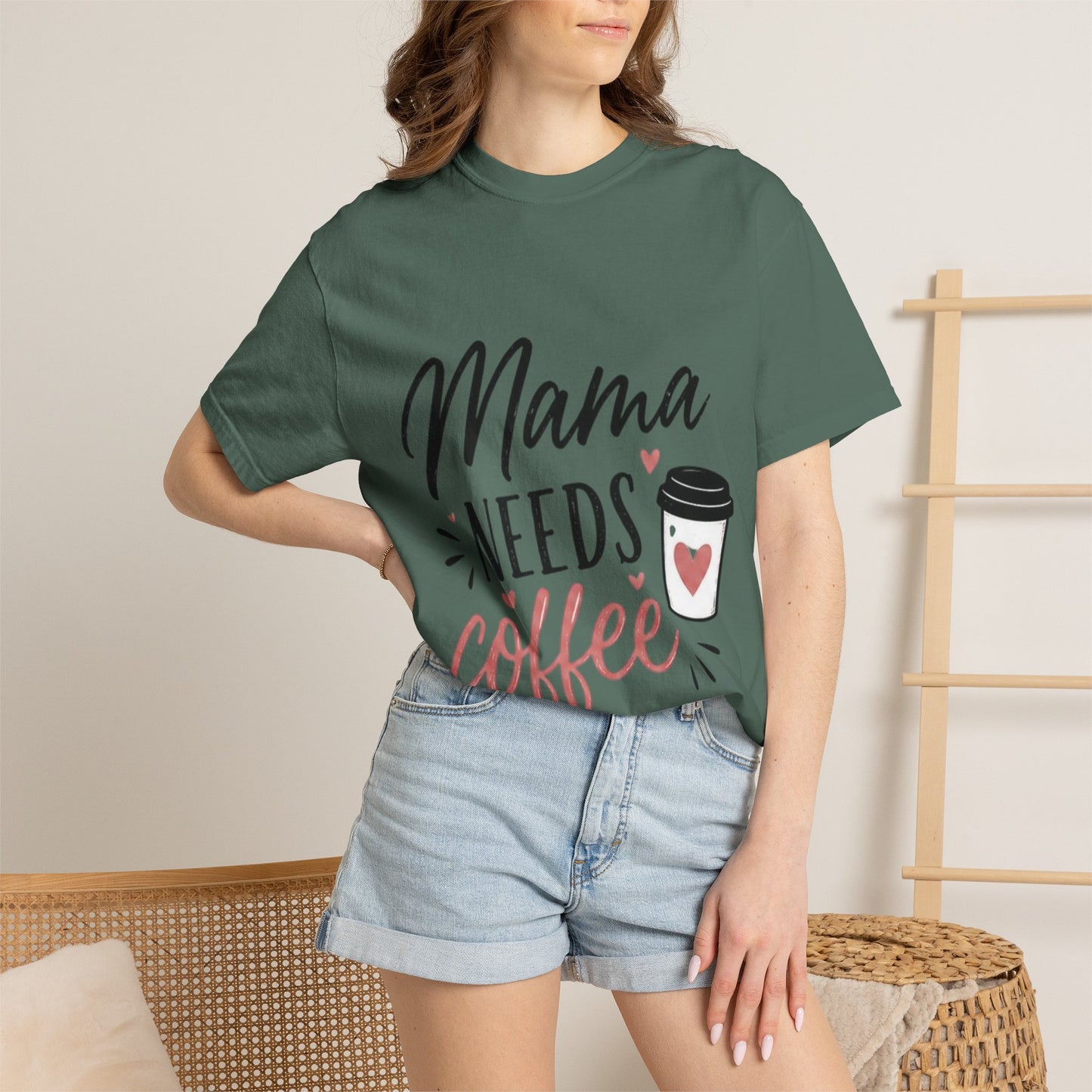 Mama Needs Coffee T-Shirt — Funny Mom Coffee Tee, Cute Espresso Cup Design