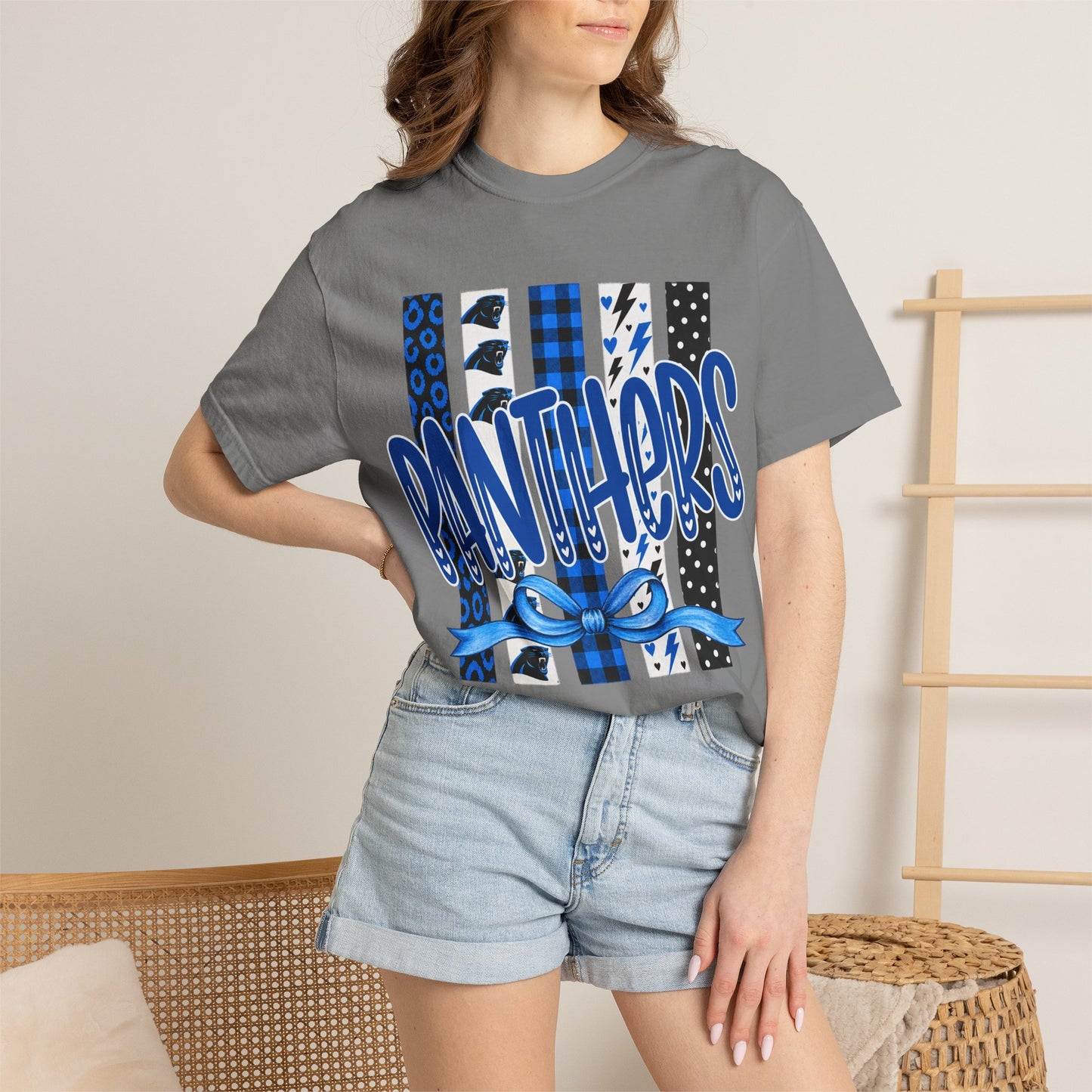 PANTHERS COQUETTE BOW TEE