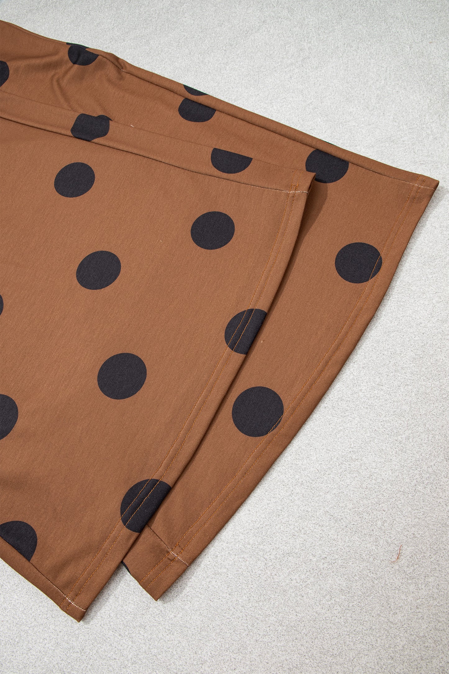 Beige Polka Dot Wide Leg Elastic Waist Casual Pants