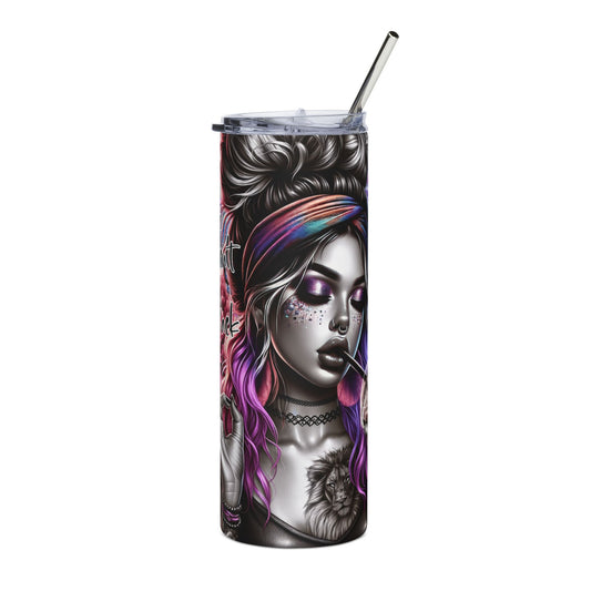 20oz Stainless Steel Tumbler — Colorful Goth Woman Design with 'Expensive, Difficult and Takes Care' Quote