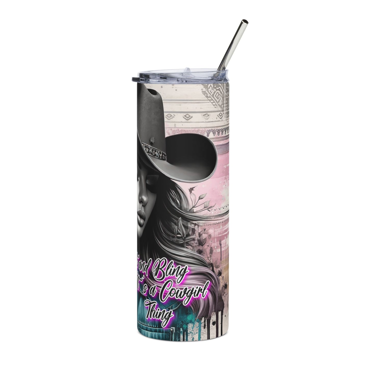 Sunflower Cowgirl 20oz Stainless Steel Tumbler — "Boots and Whiskey, Here I Come"