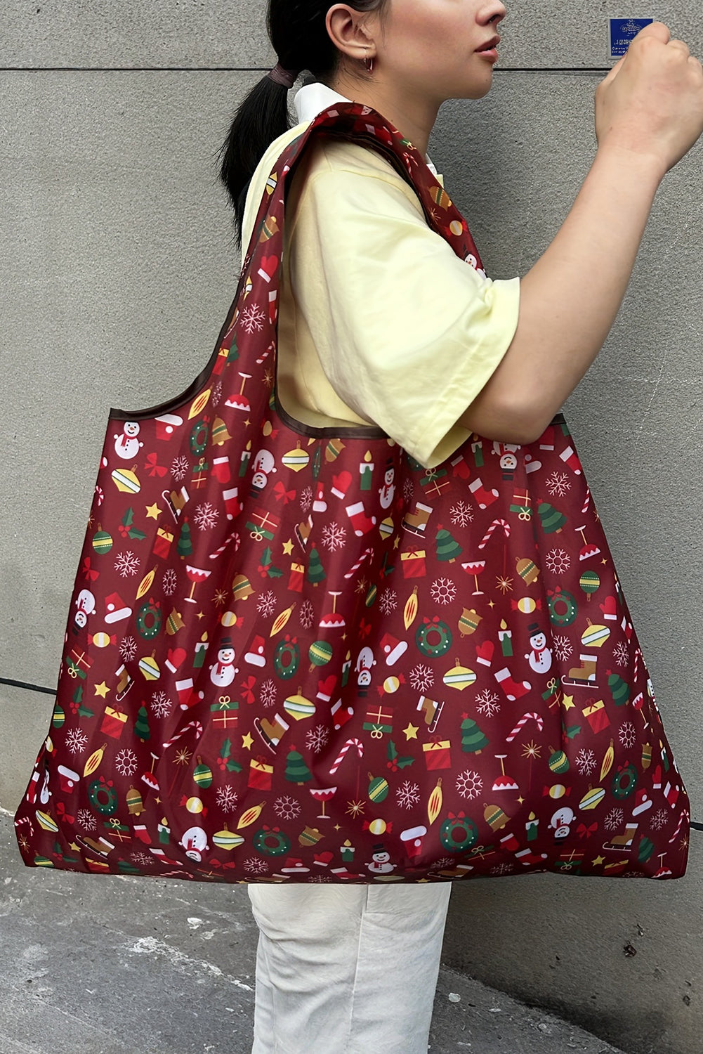 White Large Foldable Christmas Holiday Reusable Oxford Bag