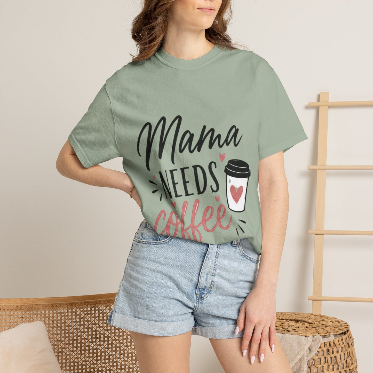 Mama Needs Coffee T-Shirt — Funny Mom Coffee Tee, Cute Espresso Cup Design
