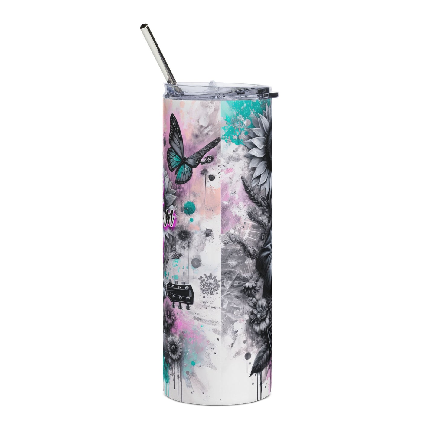 Cowgirl Guitar Stainless Steel Tumbler 20oz — Sunflower Country Music Drinkware