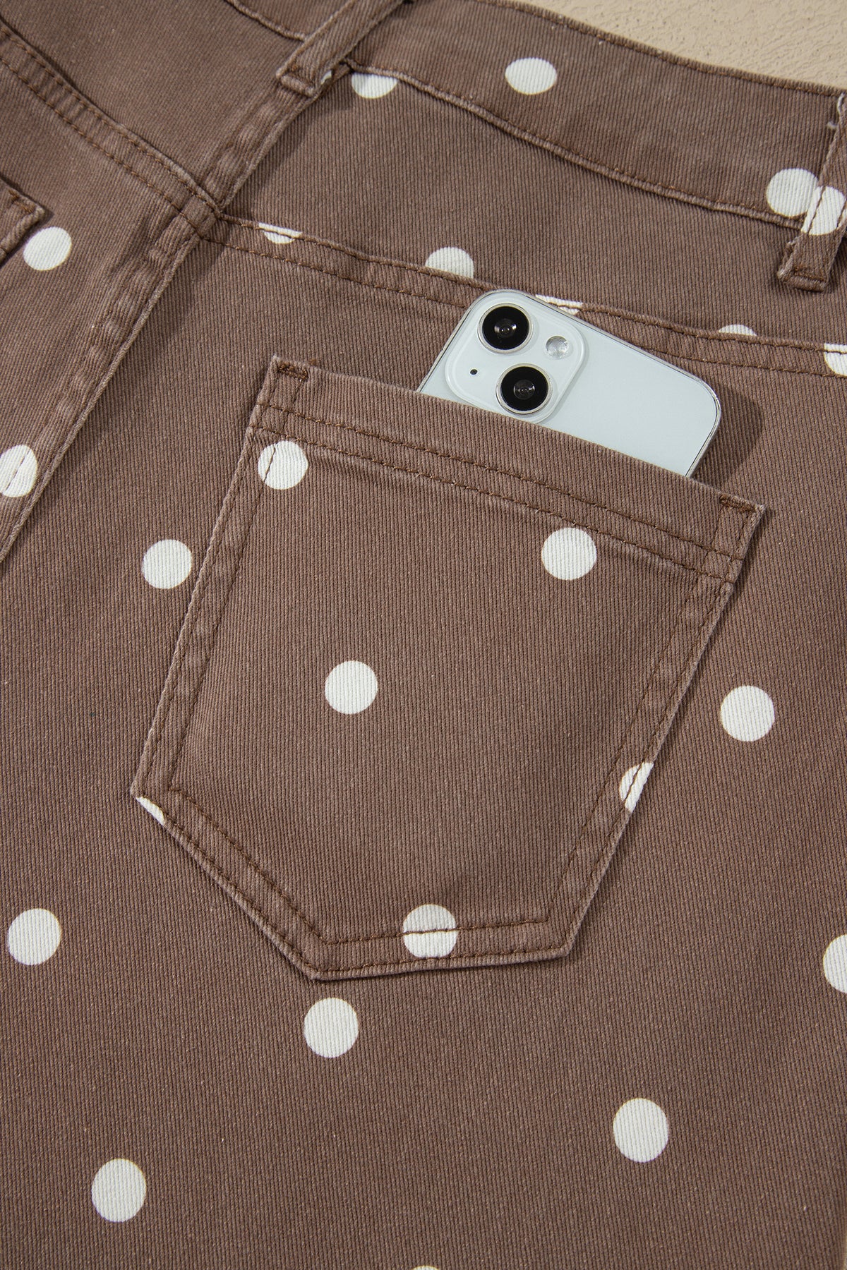 Pink Tailored Seam Polka Dot Print Barrel Casual Jeans